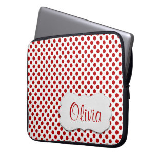 Capa Para Notebook Bolinhas Vermelhas com Nome