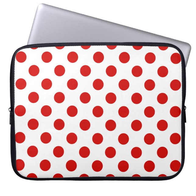 Capa Para Notebook Bolinhas vermelhas e brancas (Frente)