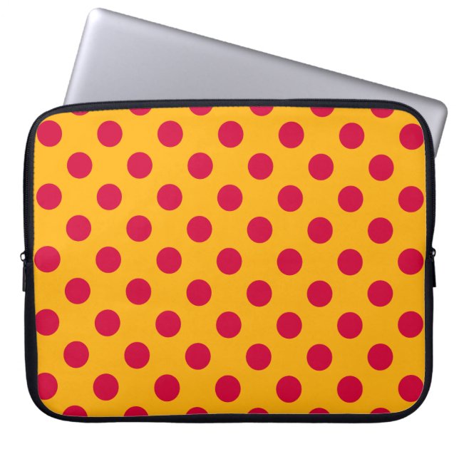 Capa Para Notebook Bolinhas vermelhas em amarelo (Frente)