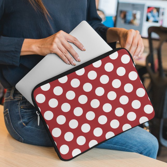 Capa Para Notebook Bolinhas Vermelhas, Padrão de Bolinhas, Pontos, Po (Criador carregado)