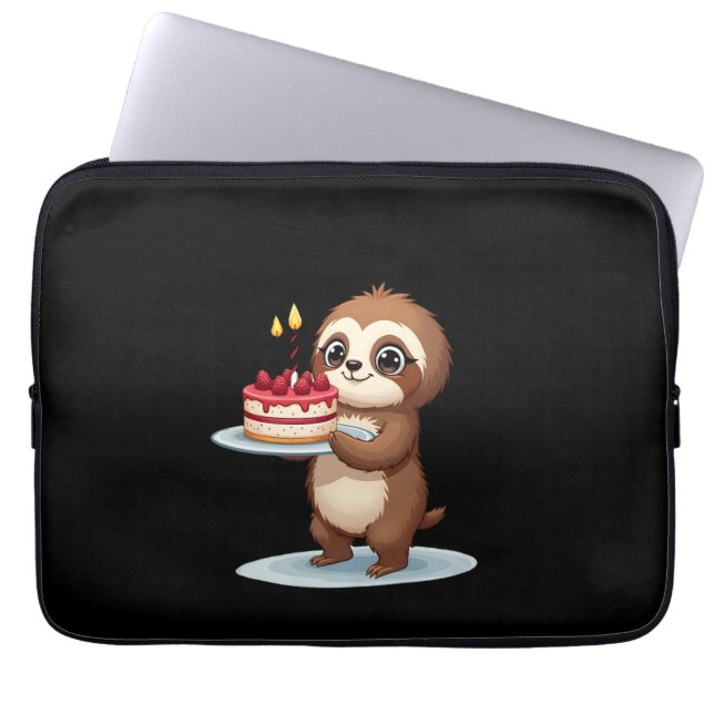Capa Para Notebook Bolo de Aniversário Engraçado com Fantasia de Preg (Frente)