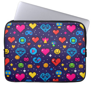Capa Para Notebook Bolsa acolchoada para laptop com arte de pixel ret