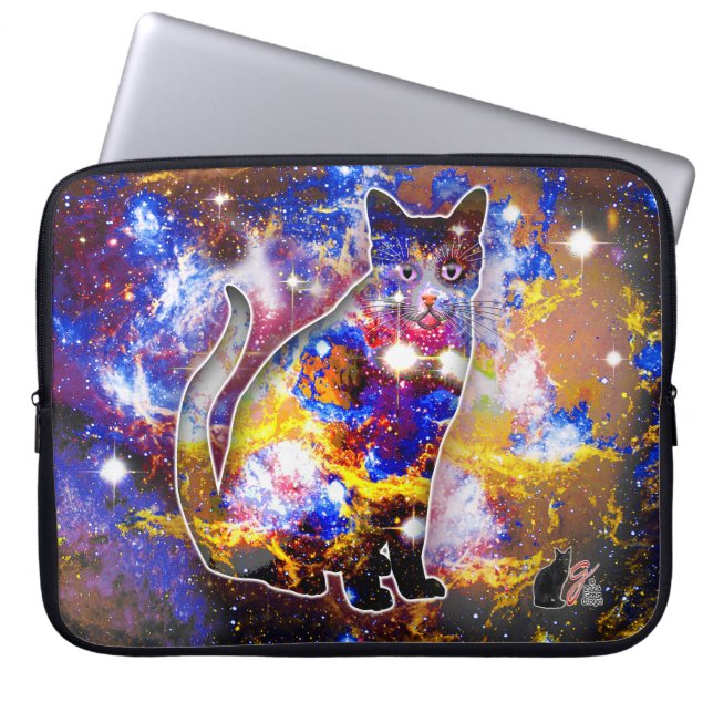 Capa Para Notebook Bolsa de Eletrônica Gato Cósmico Psi (Frente)