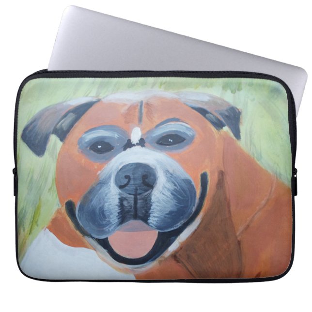 Capa Para Notebook Bolsa de Eletrônicos com cachorro Boxer (Frente)