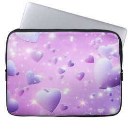 Capa Para Notebook Bolsa de Eletrônicos Coração Brilho Roxo
