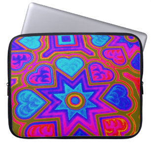 Capa Para Notebook Bolsa de Eletrônicos Corações Psicodélicos