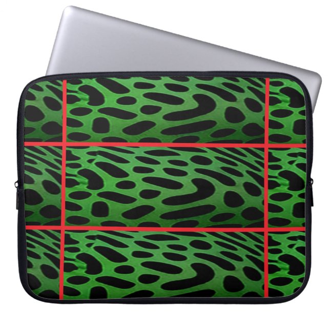 Capa Para Notebook Bolsa de Eletrônicos de Computador Leopardo Verde  (Frente)