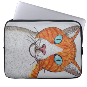 Capa Para Notebook Bolsa de Eletrônicos de gato laranja e branco