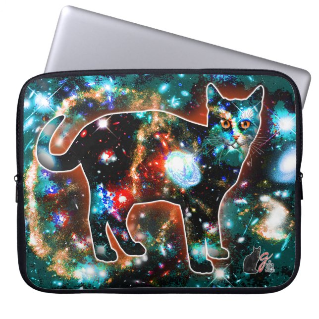 Capa Para Notebook Bolsa de Eletrônicos do Gato Cósmico Gamma (Frente)