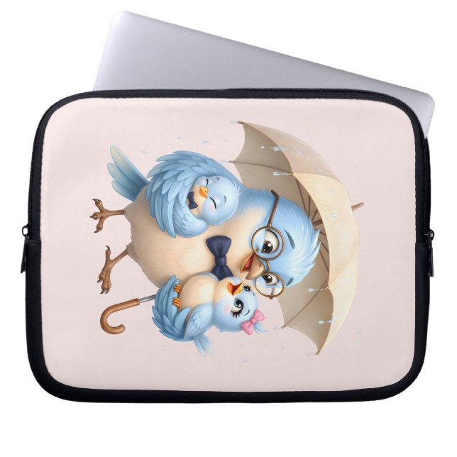 Capa Para Notebook Bolsa de Eletrônicos Família do Pai Pássaro (Frente)