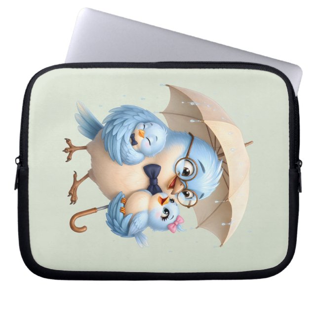 Capa Para Notebook Bolsa de Eletrônicos Família do Papai Pássaro (Frente)