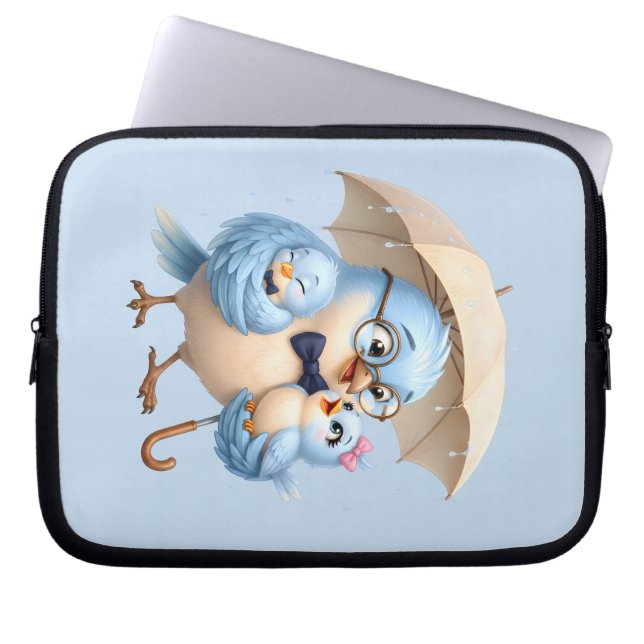 Capa Para Notebook Bolsa de Eletrônicos para Viagem Pai Pássaro Organ (Frente)