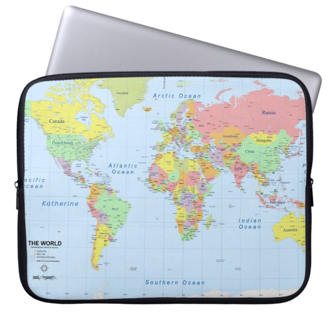 Capa Para Notebook Bolsa de laptop Adicionada de Nome do Mapa Mundial (Frente)