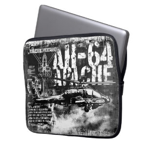 Capa Para Notebook Bolsa de laptop AH-64 Apache Neoprene de 13 polega