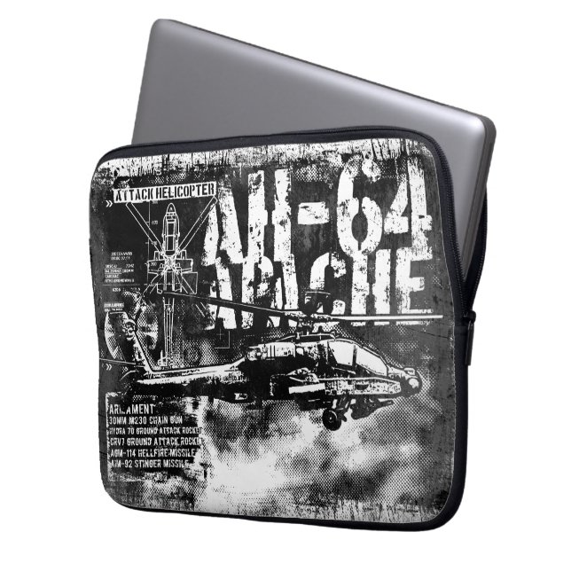 Capa Para Notebook Bolsa de laptop AH-64 Apache Neoprene de 13 polega (Frente Esquerda)