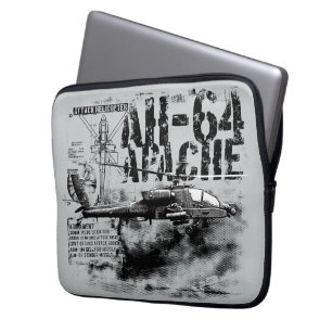 Capa Para Notebook Bolsa de laptop AH-64 Apache Neoprene de 13 polega