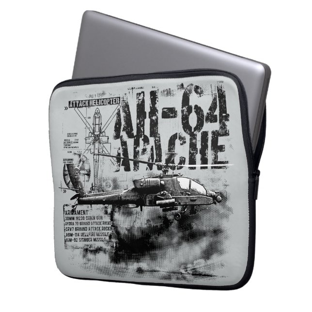 Capa Para Notebook Bolsa de laptop AH-64 Apache Neoprene de 13 polega (Frente Esquerda)