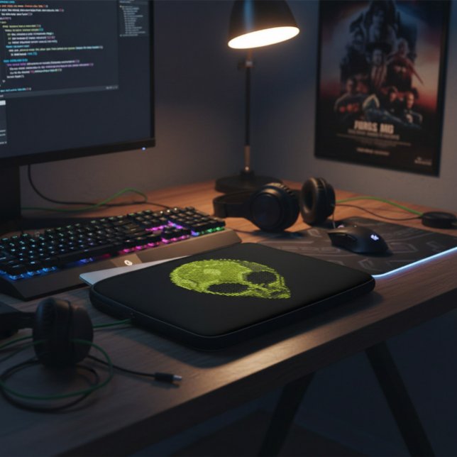 Capa Para Notebook Bolsa de laptop Alienígena verde Geek (Criador carregado)