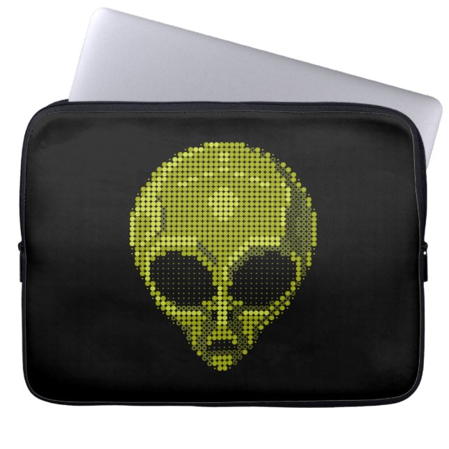 Capa Para Notebook Bolsa de laptop Alienígena verde Geek (Frente)