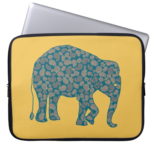 Capa Para Notebook Bolsa de laptop Amarelo Personalizada do Elefante  (Frente)
