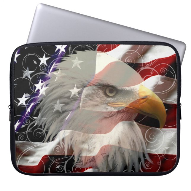 Capa Para Notebook Bolsa de laptop Americana de Bandeira de Águia (Frente)