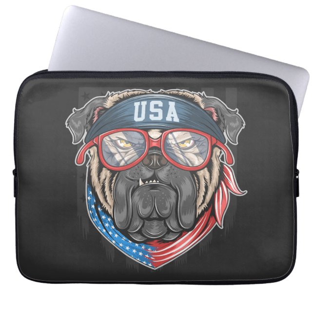 Capa Para Notebook Bolsa de laptop Americana do Buldogue (Frente)