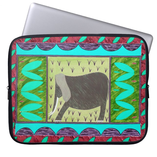 Capa Para Notebook Bolsa de laptop Aqua de Elefante Queniano (Frente)