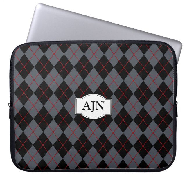 Capa Para Notebook Bolsa de Laptop Argyle Monogramada (Frente)