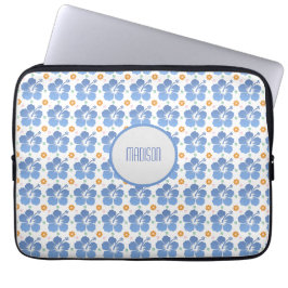 Capa Para Notebook Bolsa de laptop Azul de Hibiscus Personalizada