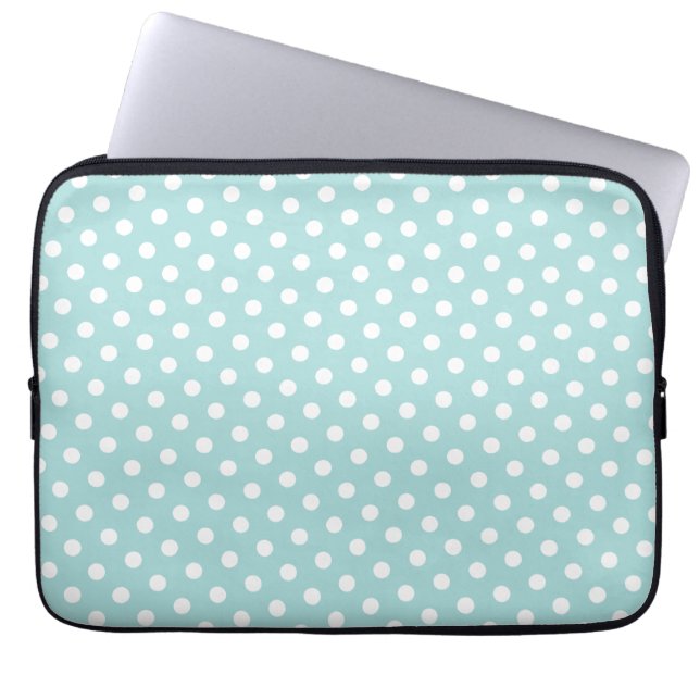 Capa Para Notebook Bolsa de laptop azul e Bolinhas branca (Frente)