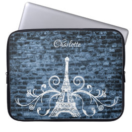 Capa Para Notebook Bolsa de laptop Azul Eiffel Tower Grunge