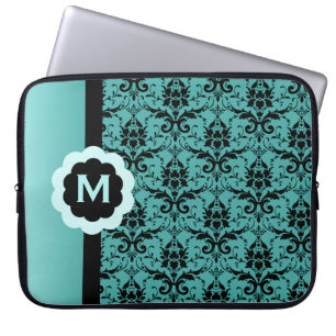 Capa Para Notebook Bolsa de laptop azul escura, preto, monograma