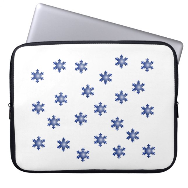 Capa Para Notebook Bolsa de laptop Azul Múltiplo Floco de Neve (Frente)