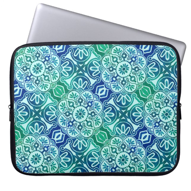 Capa Para Notebook Bolsa de laptop Azul tribal (Frente)