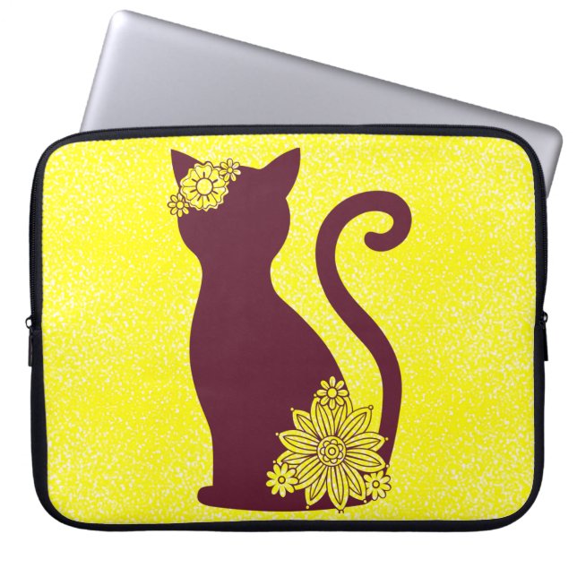 Capa Para Notebook Bolsa de laptop bonito de Silhoutte Cat (Frente)