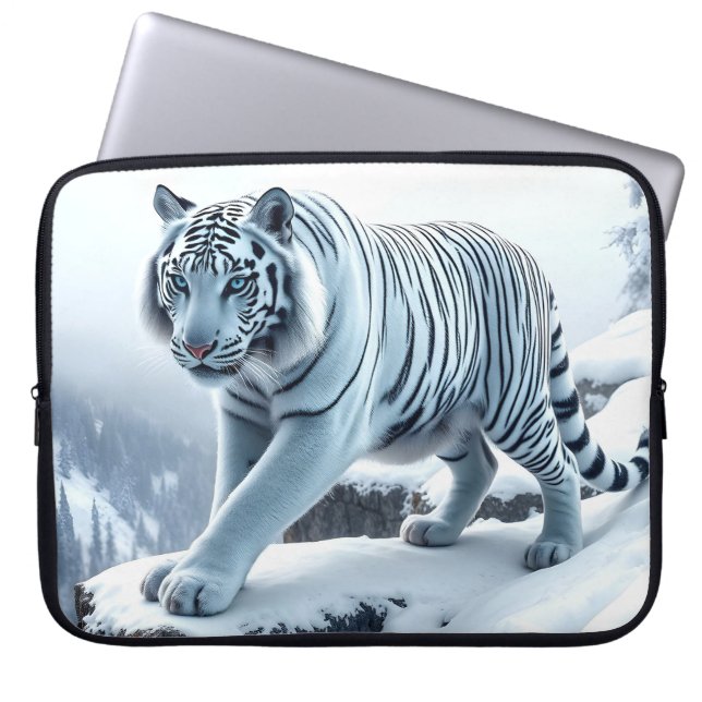 Capa Para Notebook Bolsa de laptop branca Tigre (Frente)