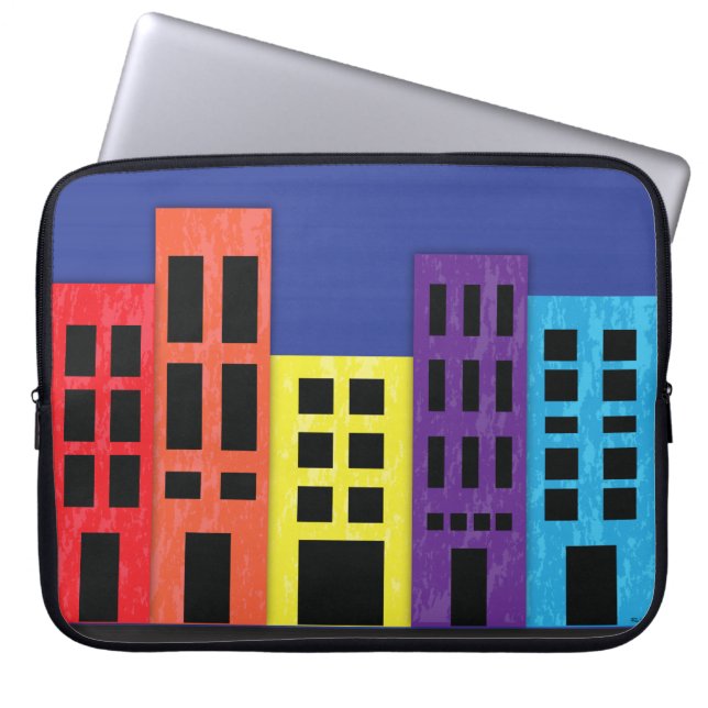 Capa Para Notebook Bolsa de laptop Brilhante dos Edifícios (Frente)