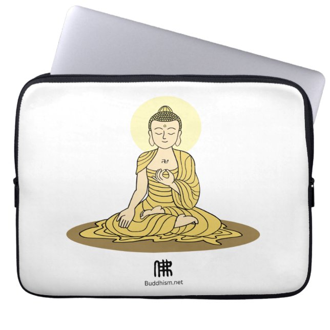 Capa Para Notebook bolsa de laptop Buda Serenity ouro (Frente)