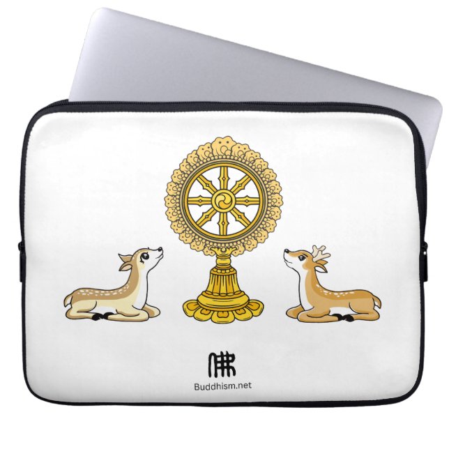 Capa Para Notebook Bolsa de laptop Buddha Dharma Wheel & Deers (Frente)