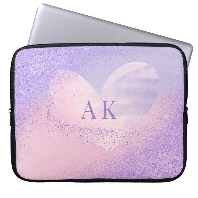 Capa Para Notebook Bolsa de laptop Cardíaca com Gradiente Rosa Púrpur (Frente)