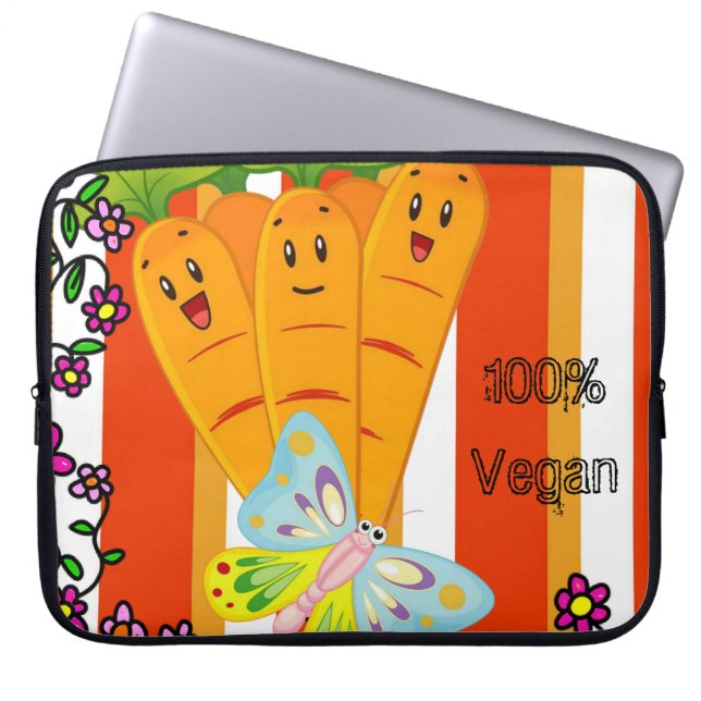 Capa Para Notebook Bolsa de laptop Carrots Floral 100% Banho Vegan (Frente)