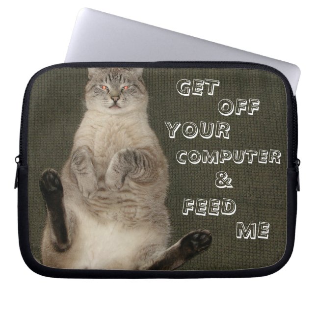 Capa Para Notebook Bolsa de laptop Cat "DESLIGUE O COMPUTADOR E ME AL (Frente)