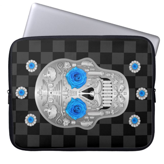 Capa Para Notebook Bolsa de laptop Chrome Calavera (Rosa azul) (Frente)