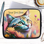 Capa Para Notebook Bolsa de laptop Colorida de Pintura de Gatos<br><div class="desc">Bolsa de laptop com pintura colorida de um gatinho bonito com flores. O texto é facultativo.</div>