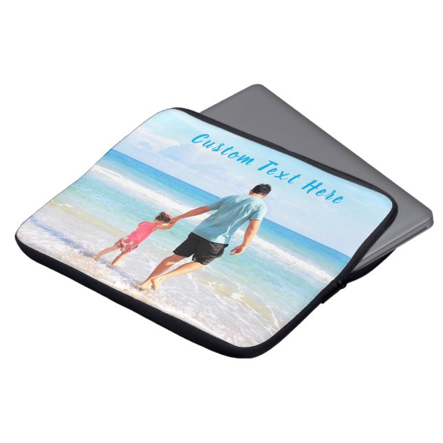 Capa Para Notebook Bolsa de Laptop com Foto Personalizada e Texto (Frente Topo)