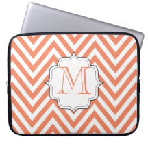 Bolsa de laptop com monograma laranja Chevron Desi