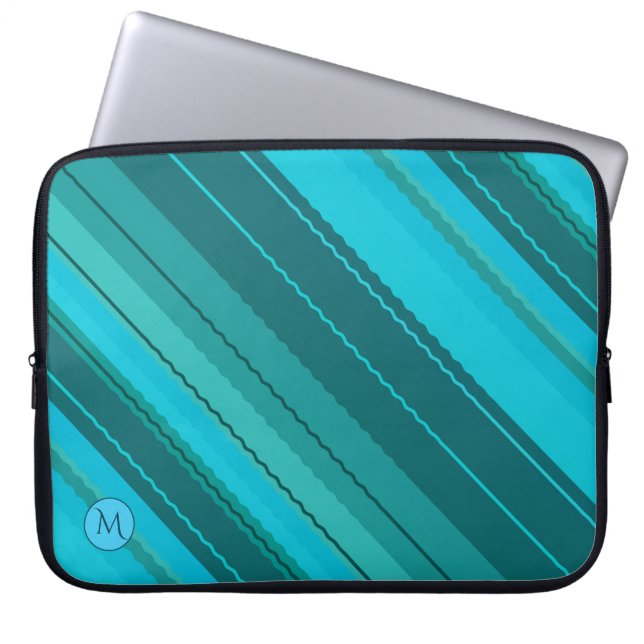 Capa Para Notebook Bolsa de laptop com risca azul-lacrimogêneo (Frente)