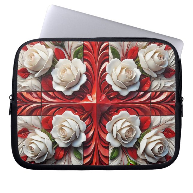 Capa Para Notebook Bolsa de laptop com Rosas Inglês Design (Frente)