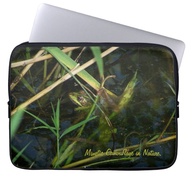 Capa Para Notebook Bolsa de laptop com sapo mimético verde (Frente)