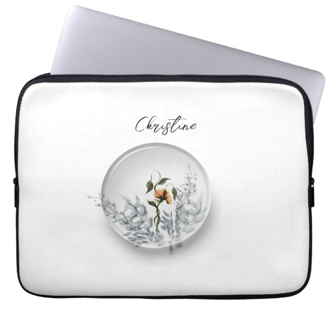 Capa Para Notebook Bolsa de laptop da esfera floral (Frente)